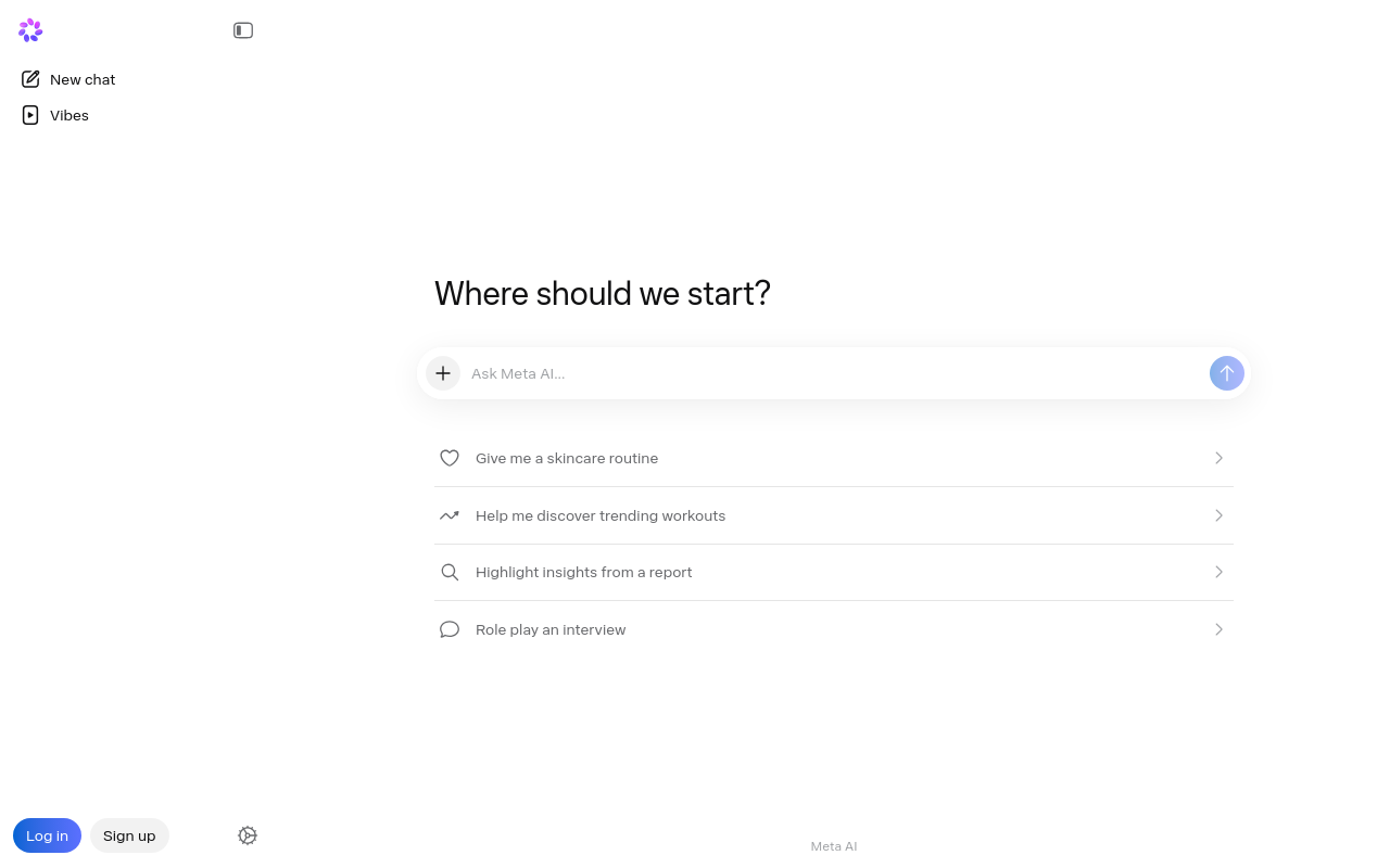 Meta AI UI screenshot, desktop, week of August 3, 2026