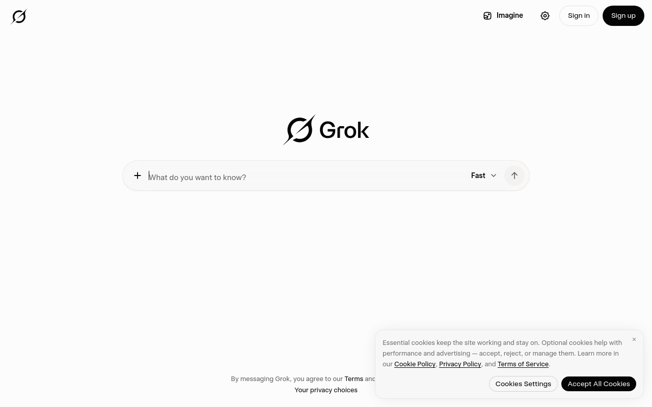 Grok UI screenshot, desktop, week of August 10, 2026