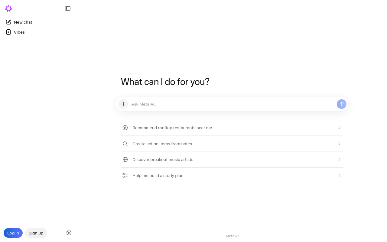 Meta AI UI screenshot, desktop, week of August 10, 2026
