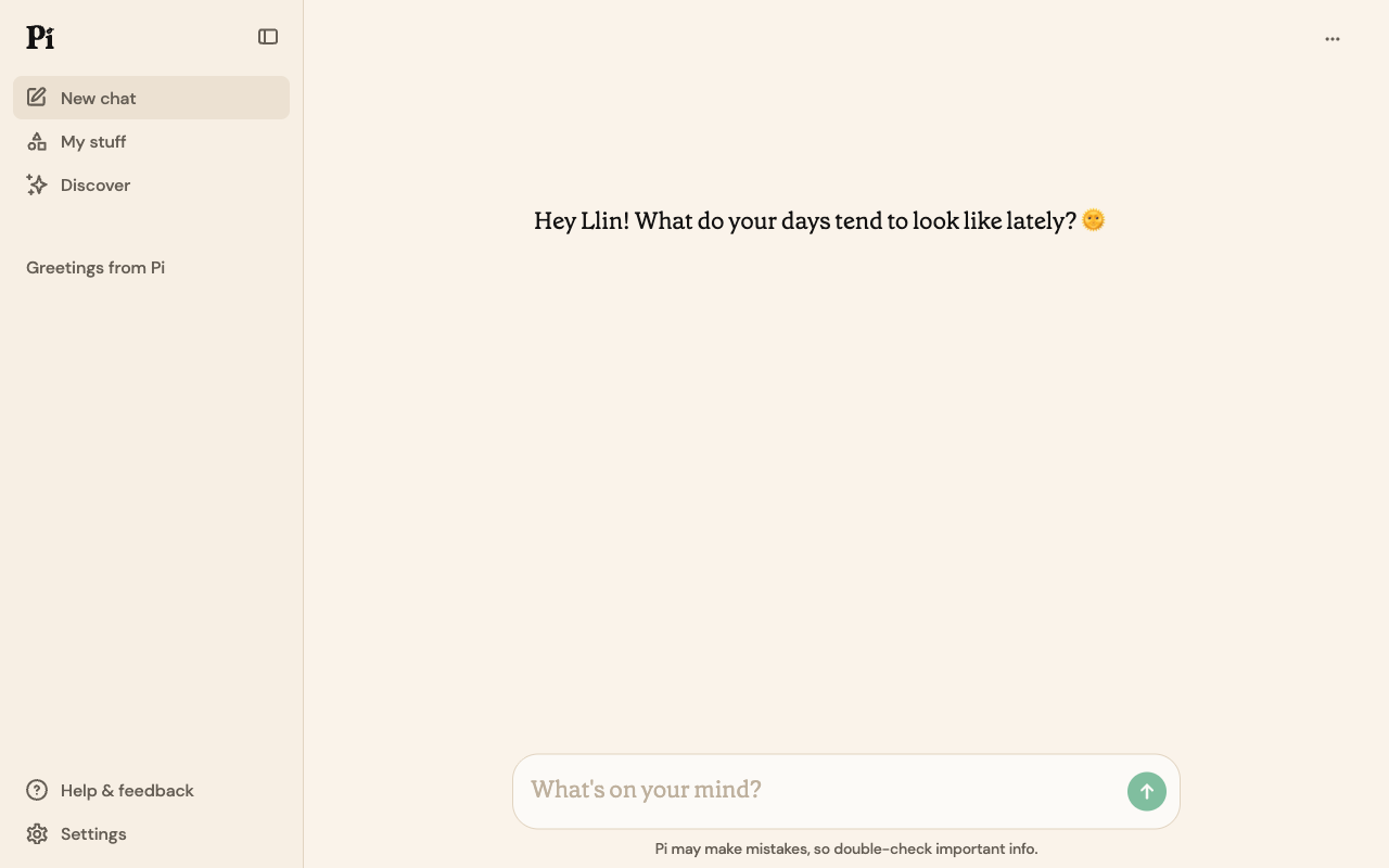 Pi UI screenshot, desktop, week of August 10, 2026