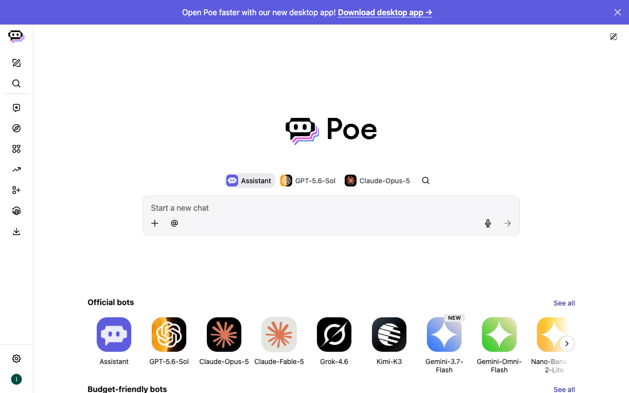 Poe UI screenshot, desktop, week of August 17, 2026