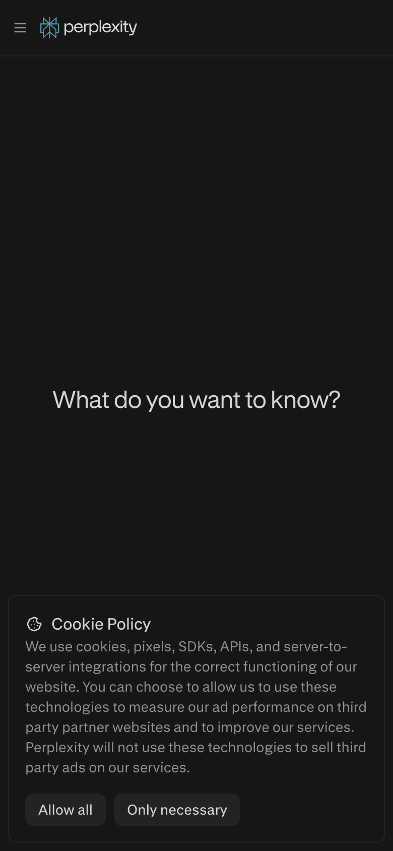 Perplexity UI screenshot, mobile, week of August 24, 2026