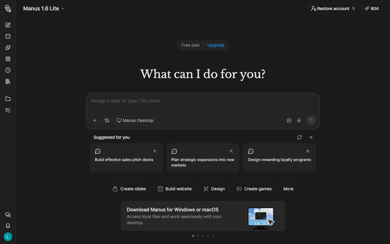 Manus UI screenshot, desktop, week of September 21, 2026