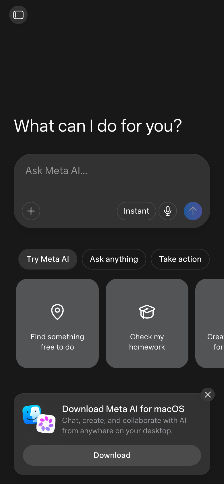 Meta AI UI screenshot, mobile, week of September 21, 2026