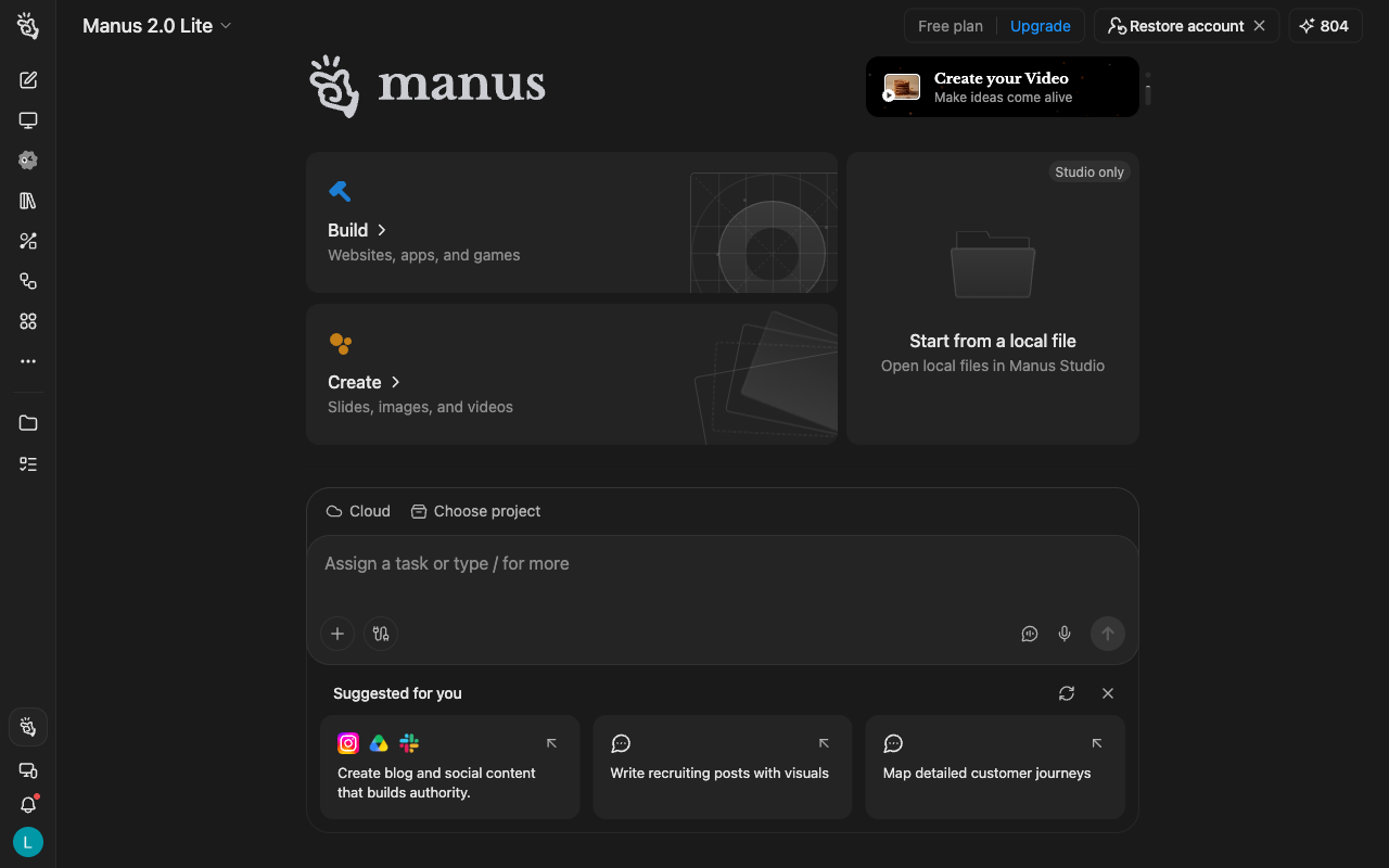 Manus UI screenshot, desktop, week of September 28, 2026