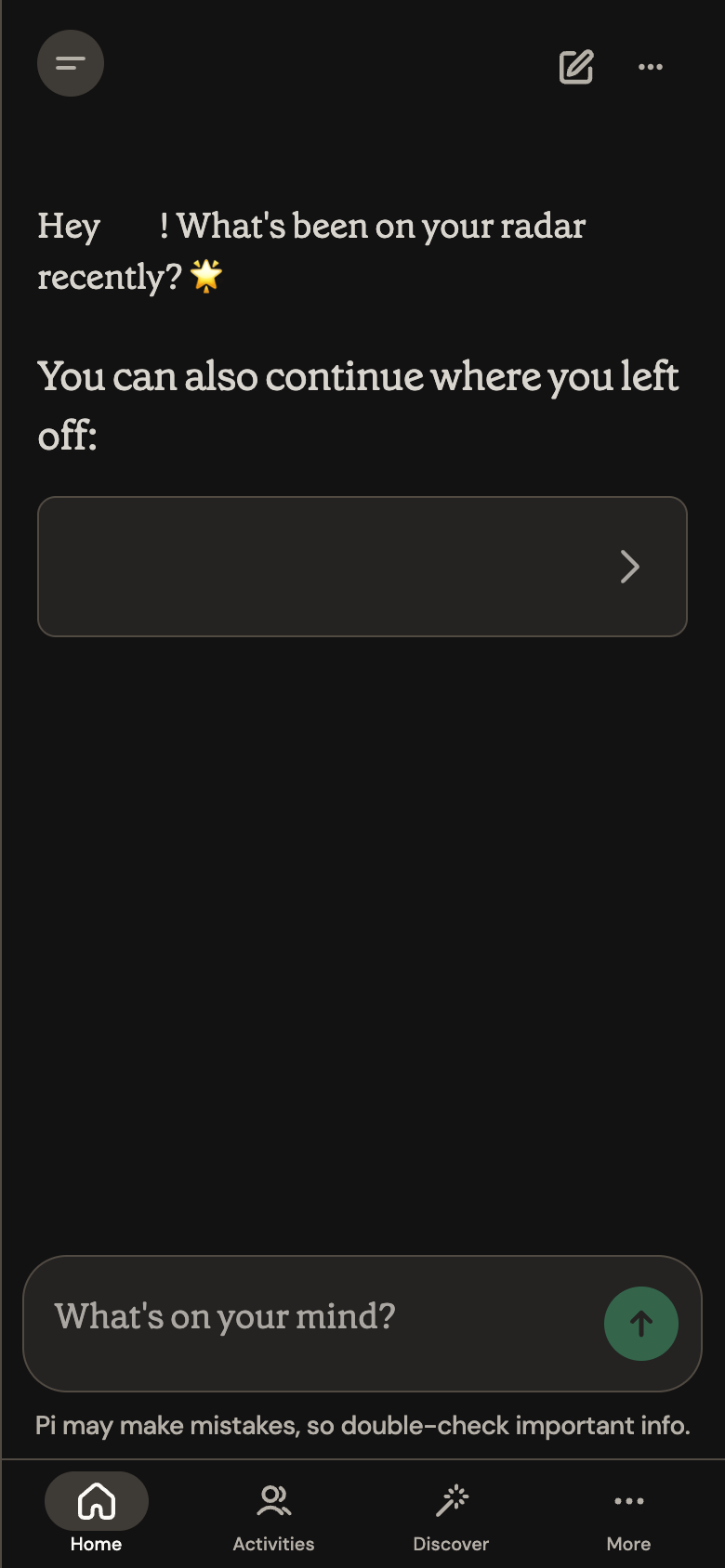 Pi UI screenshot, mobile, week of September 28, 2026