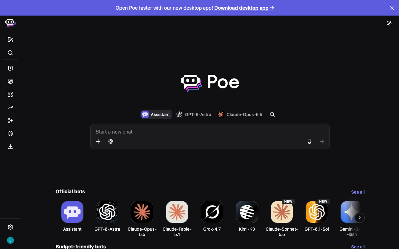 Poe UI screenshot, desktop, week of September 28, 2026