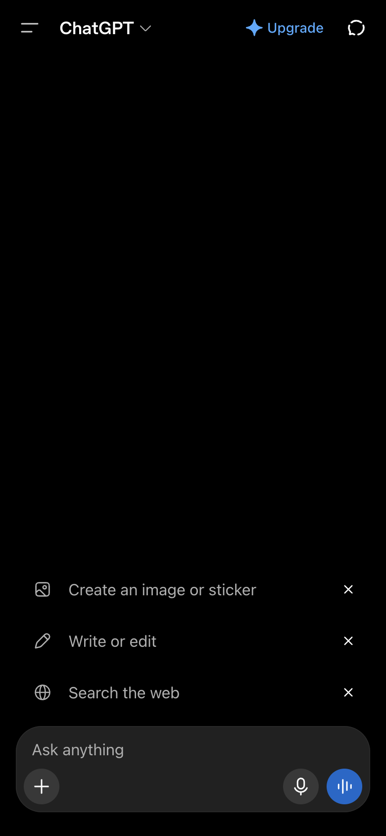 ChatGPT UI screenshot, mobile, week of October 5, 2026