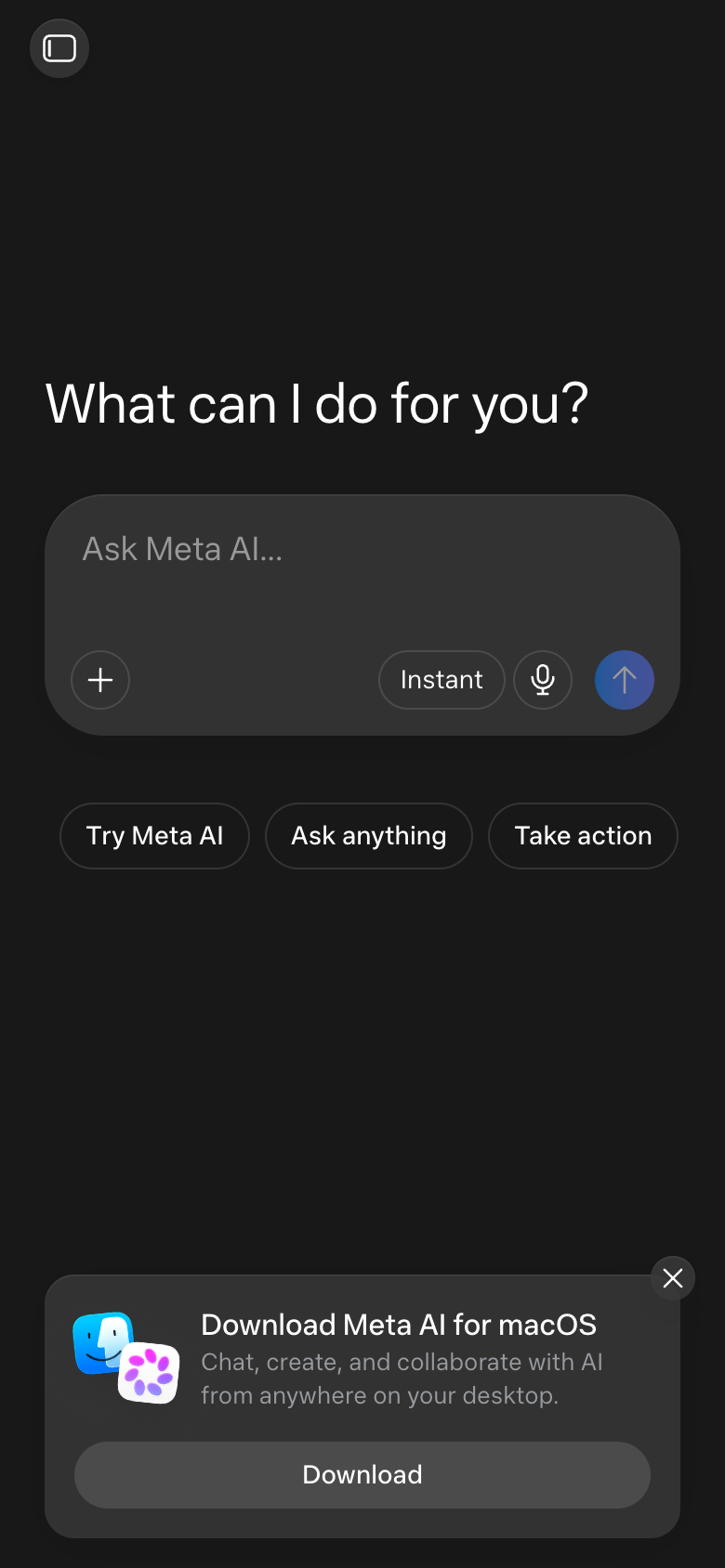 Meta AI UI screenshot, mobile, week of October 5, 2026