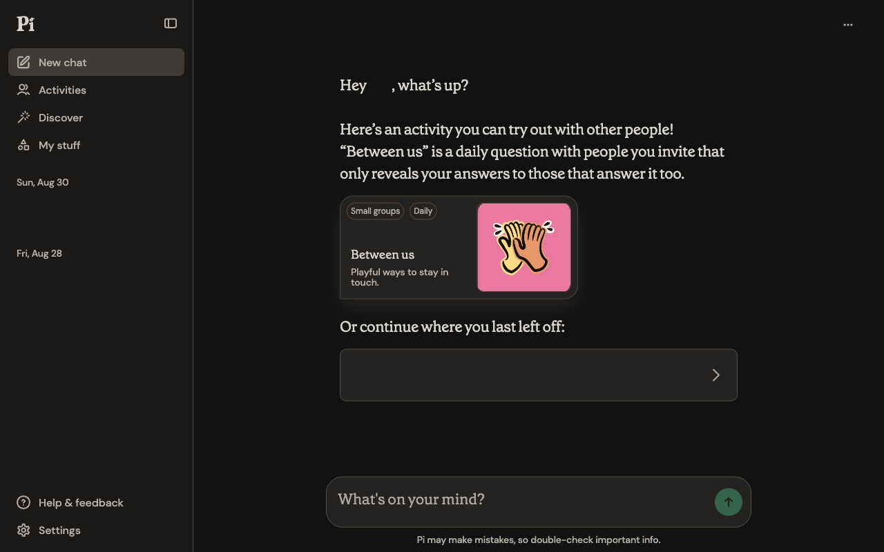 Pi UI screenshot, desktop, week of October 5, 2026