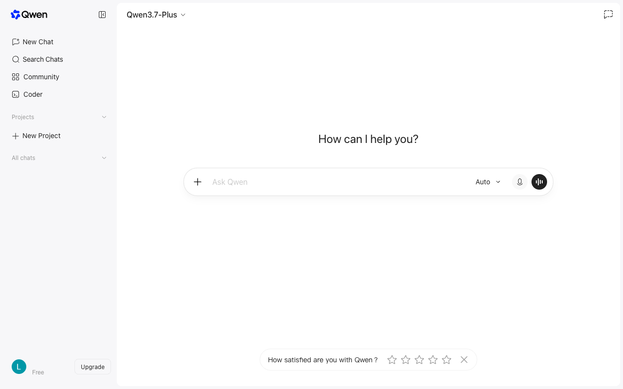 Qwen Chat UI screenshot, desktop, week of October 5, 2026