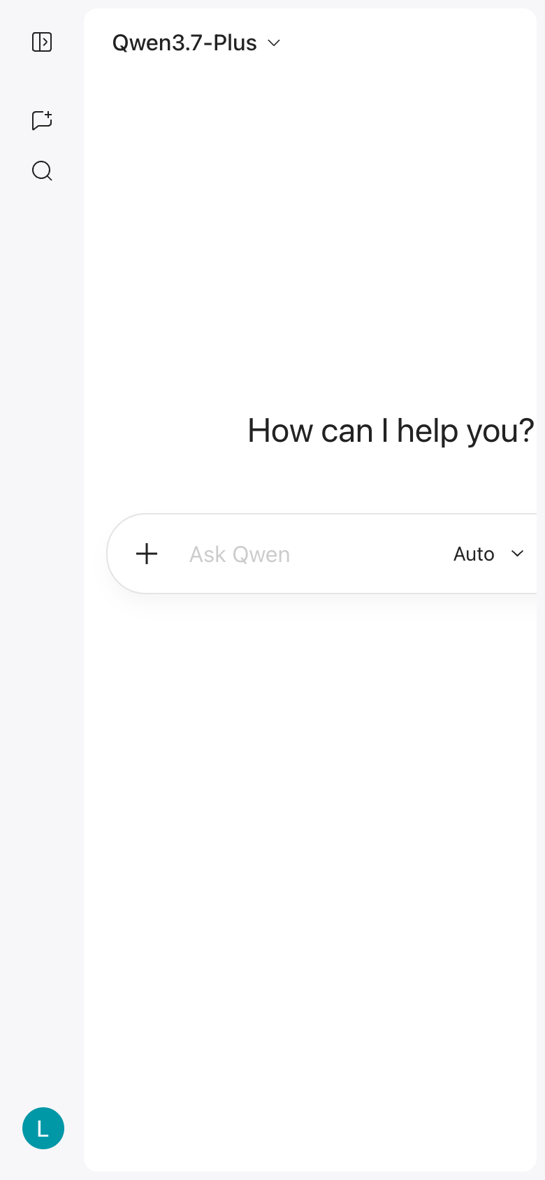 Qwen Chat UI screenshot, mobile, week of October 5, 2026