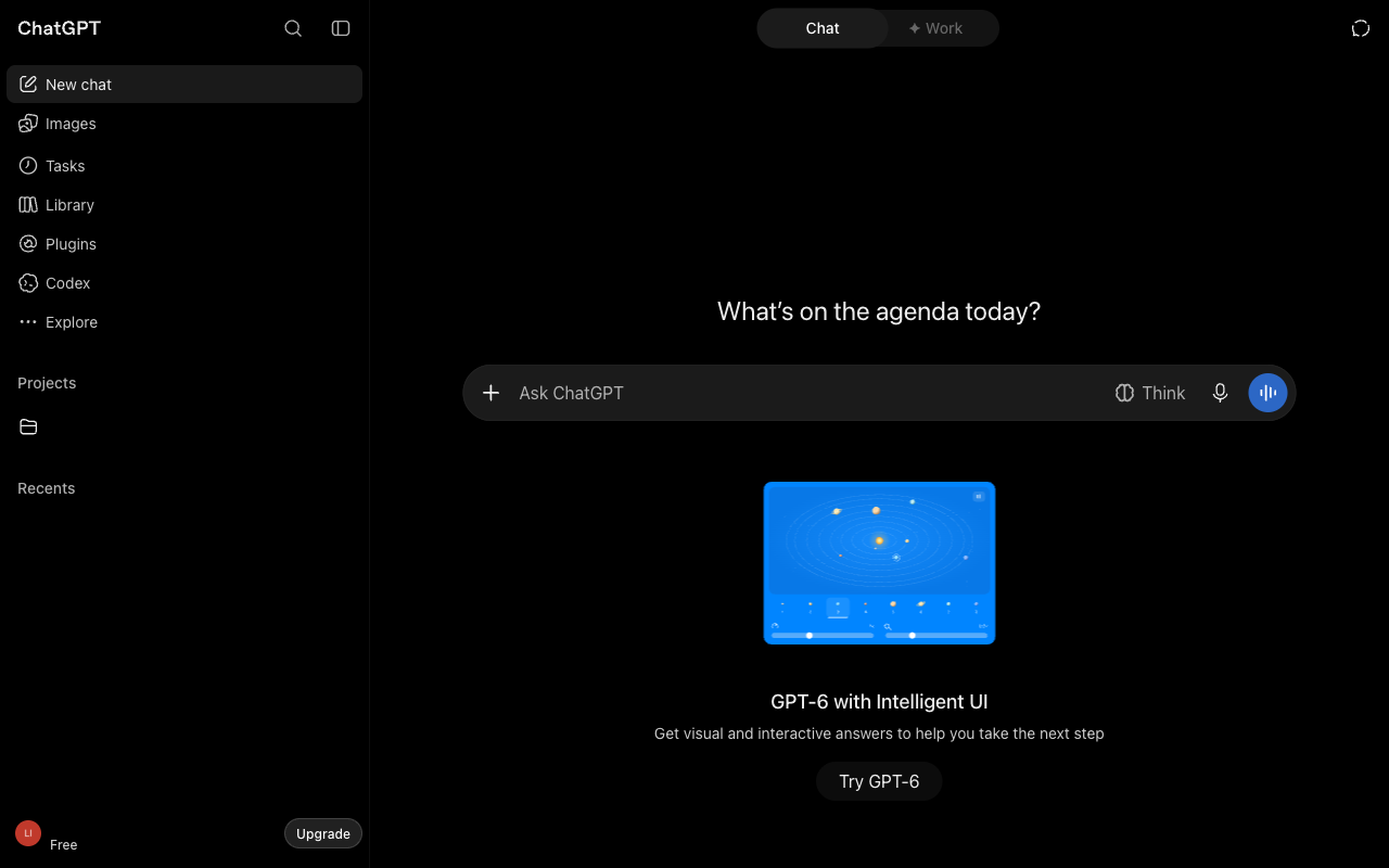 ChatGPT UI screenshot, desktop, week of October 12, 2026
