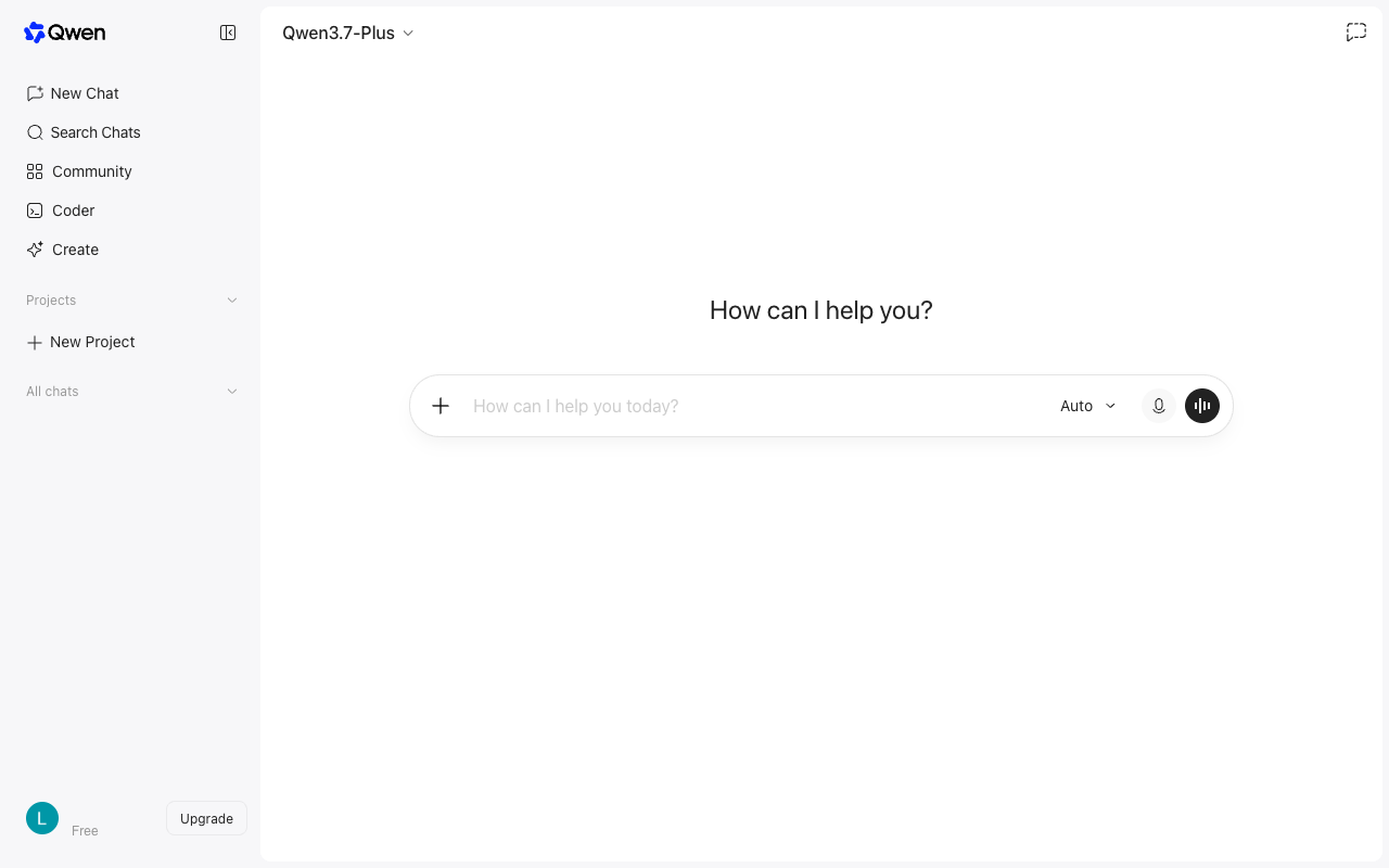 Qwen Chat UI screenshot, desktop, week of October 12, 2026
